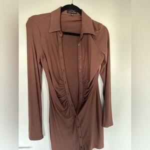 Brown button up dress